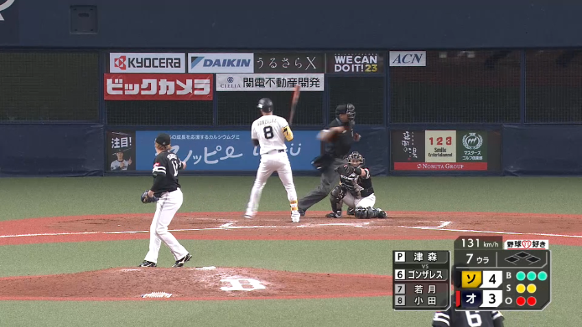 7回裏・H津森宥紀 見逃し三振!! 3者凡退に抑える好投を見せる!!