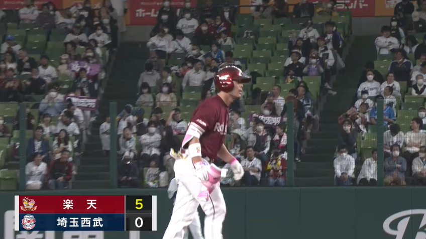 9回表・E島内宏明 高めの球に反応し左中間を破るタイムリー2ベースヒットを放つ!!