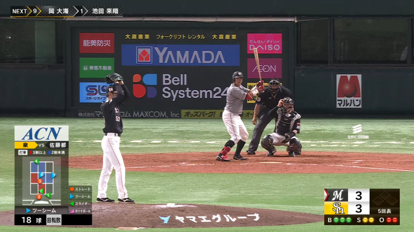 5回表・M佐藤都志也 追い付かれた直後の一発!! 打った瞬間確信の勝ち越しホームラン!!