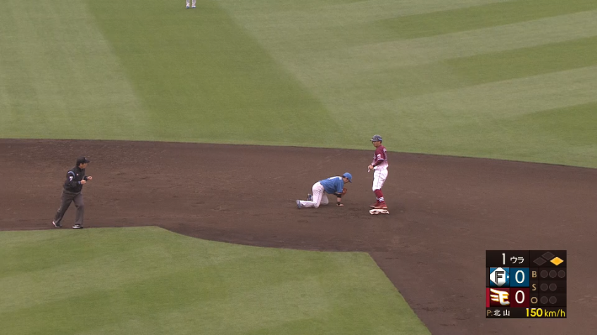 1回裏・E山崎剛 相手の隙をついた盗塁!! 今シーズン10個目の盗塁を成功させる!!