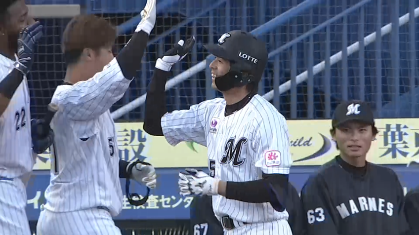 1回裏・M岡大海 先頭打者ホームラン!! 初球を打ちレフトスタンドへ先制のホームランを放つ!!