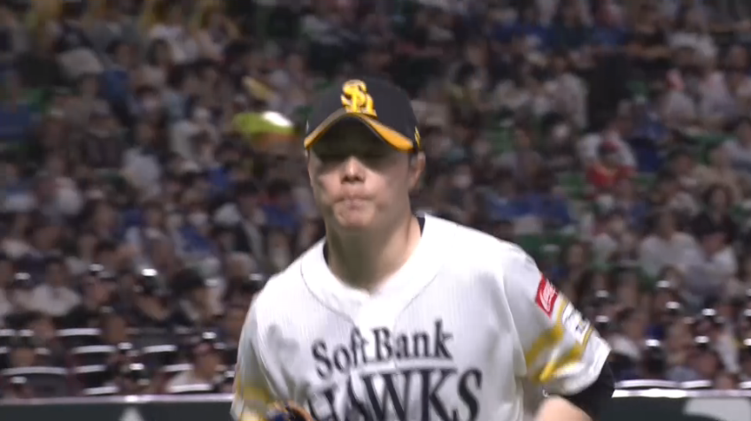 8回表・H松本裕樹 ズバッと決まる!! この回を3者連続三振で抑える好投をみせる!!