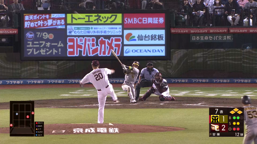 7回表・E安樂智大 見事な火消し!! 一打逆転のピンチをライトフライで切り抜ける!!