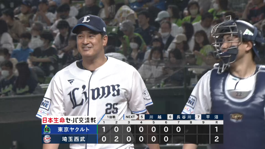 7回表・L平井克典 完璧の投球!! 1イニングをわずか9球で抑えるピッチング!!