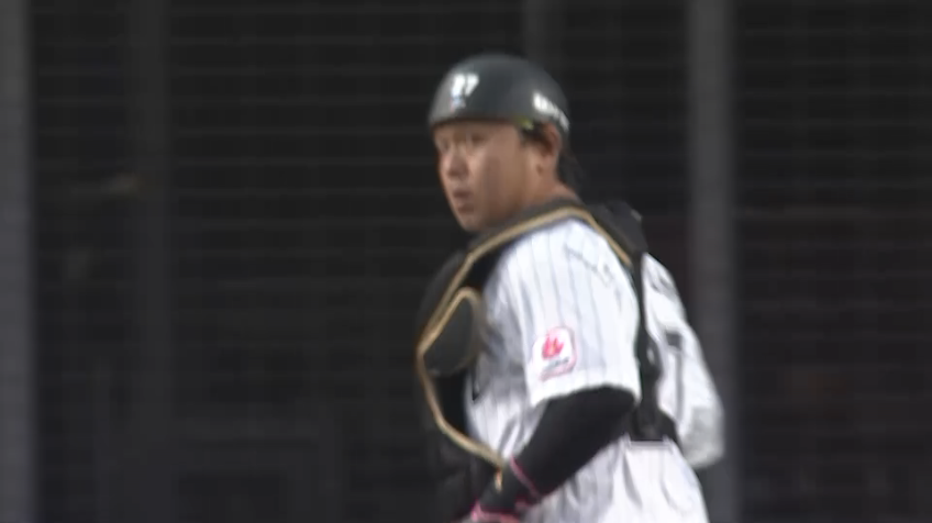 1回表・M田村龍弘 見事な三振ゲッツー!! ストライク送球で盗塁阻止!!