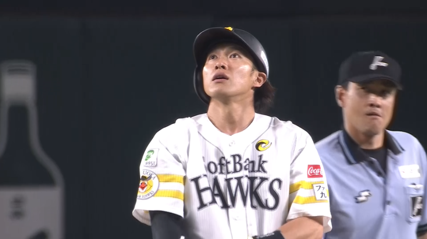 8回裏・H柳田悠岐 本日2本目のタイムリーヒットはレフトへの2ベースヒット!!