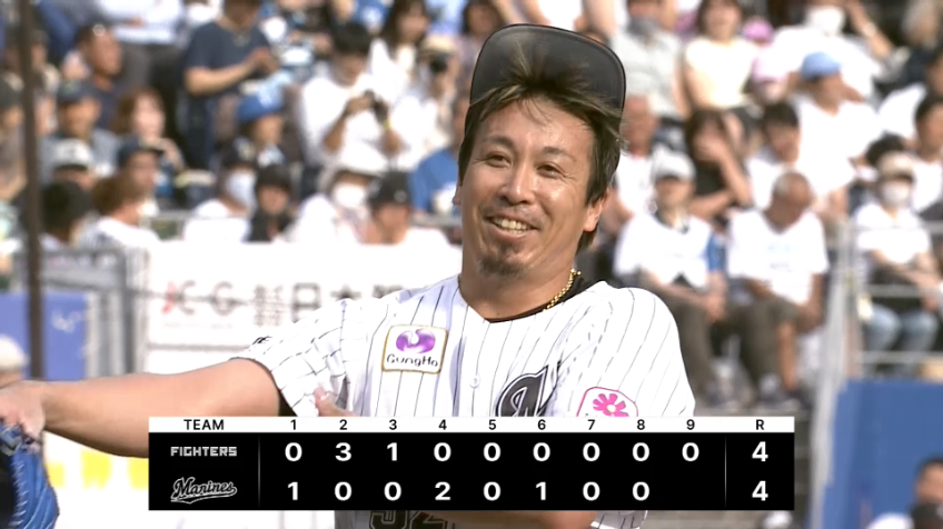 9回表・M益田直也 2度のスクイズ外し!! 無死2、３塁のピンチをしのいだ!!