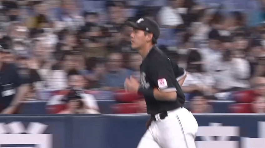 6回裏・M安田尚憲 華麗な好プレー!! 鋭い打球を上手くさばいてアウトをもぎ取る!!