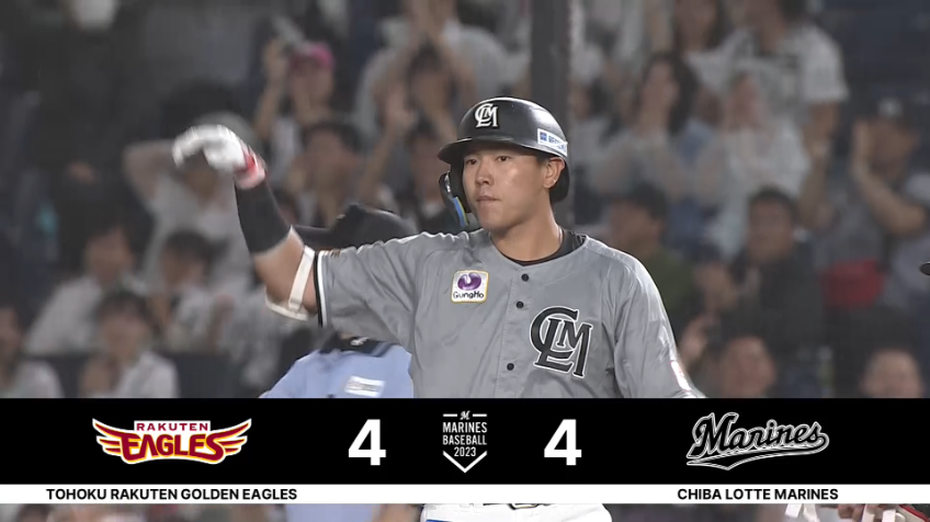 6回裏・M安田尚憲 代打起用に応えた!! 試合を振り出しに戻すタイムリーヒット!!