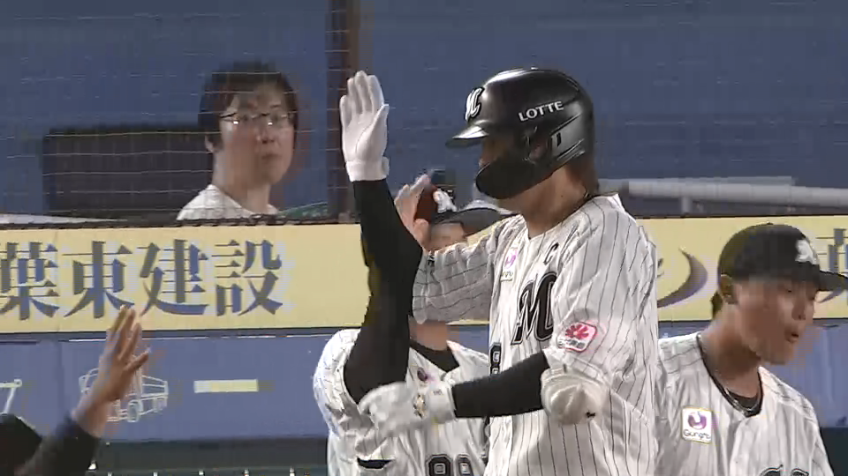 6回裏・M中村奨吾 佐々木朗希登板日に好調のジンクス通り!! 第7号ホームランで差を広げる!!