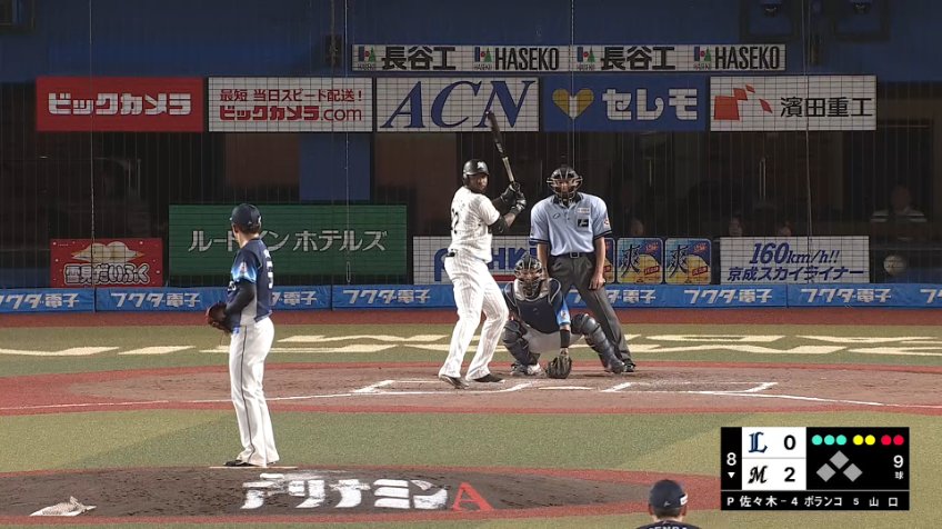 8回裏・L佐々木健 最後は奪三振!! 相手上位打線を3者凡退に抑える好リリーフ!!