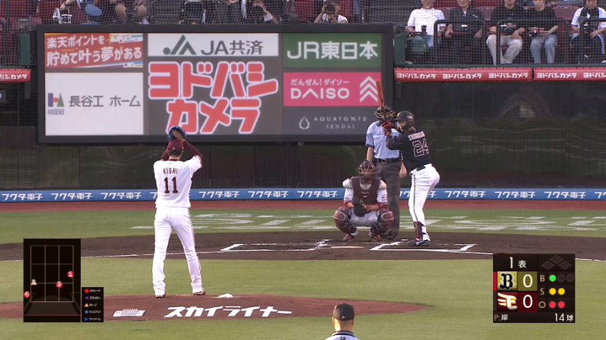 1回表・E岸孝之 2つの三振を奪う素晴らしい立ち上がりを見せる!!