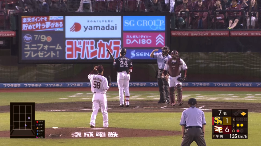 7回表・E辛島航 4年振りの本拠地での勝利へ!! 7回途中まで102球4奪三振1失点の好投!!