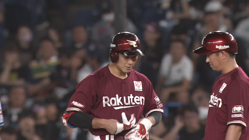 5回表・E岡島豪郎 この回一気に逆転!! 勝ち越しのタイムリーヒット!!