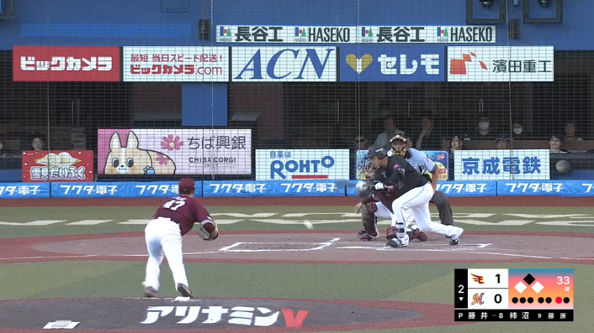 2回裏・M柿沼友哉 すぐさま同点!! 一塁線へ完璧なセーフティスクイズを決める!!