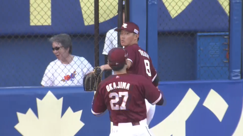 3回裏・E辰己涼介 残念そこは辰己!! 左中間深くへ飛んだ打球に追いつくファインプレー!!