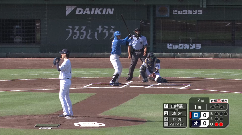 1回表・F清宮幸太郎 美しい弾道でスタンドへ!! 先制の第5号ホームラン!!