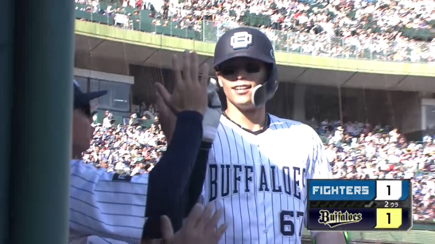 2回裏・B中川圭太 反撃開始!! 第7号ソロホームランで同点!!