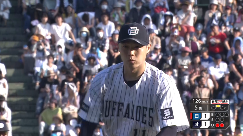 5回表・B山崎福也 注文通りの変化球で空振り三振を奪う!!