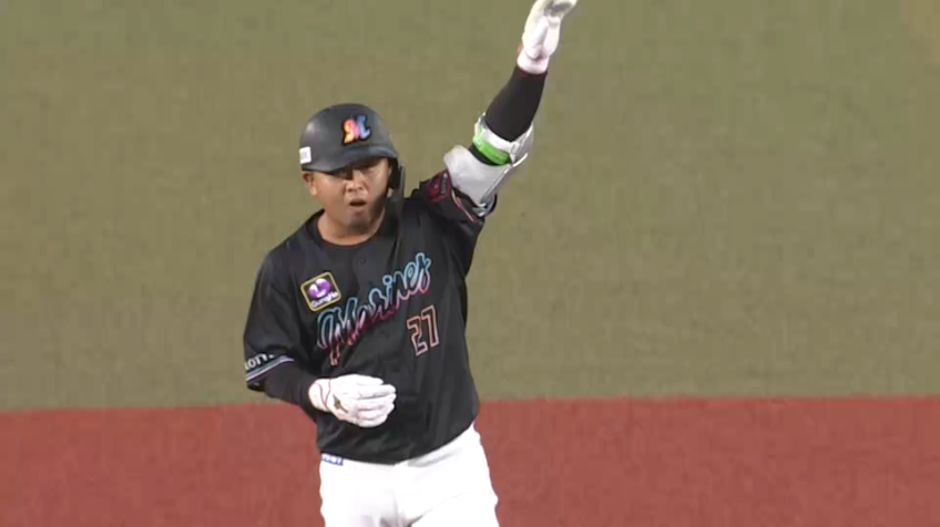 2回裏・M田村龍弘 三塁線を破る強烈な打球!! 先制の2点タイムリー2ベースヒット!!