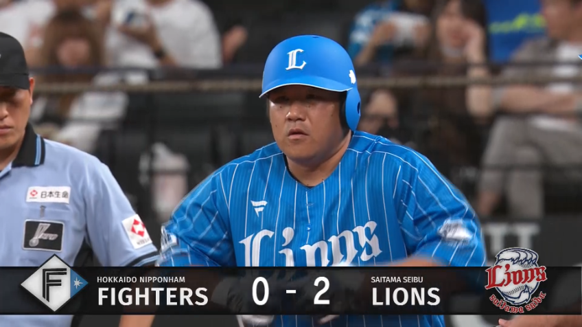 1回表・L中村剛也 連打で追加点!! センターへ上手く弾き返したタイムリーヒット!!