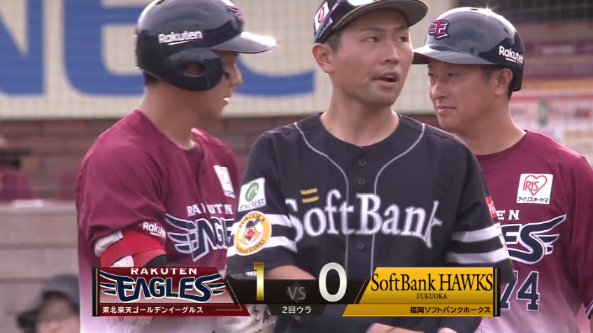 2回裏・E岡島豪郎 インコースを上手く捌いた!! レフト前へ先制のタイムリーヒット!!