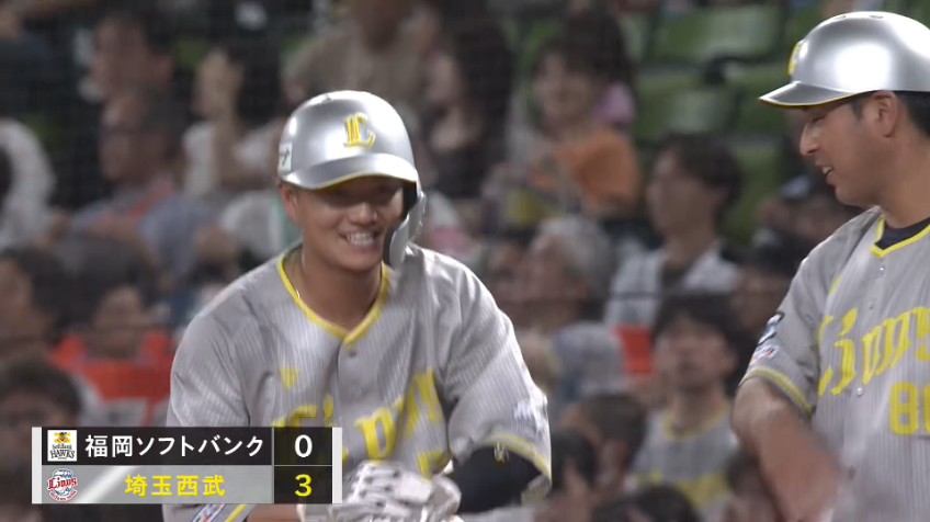 1回裏・L佐藤龍世 追い込まれてから巧打!! 三遊間を破るタイムリーヒット!!