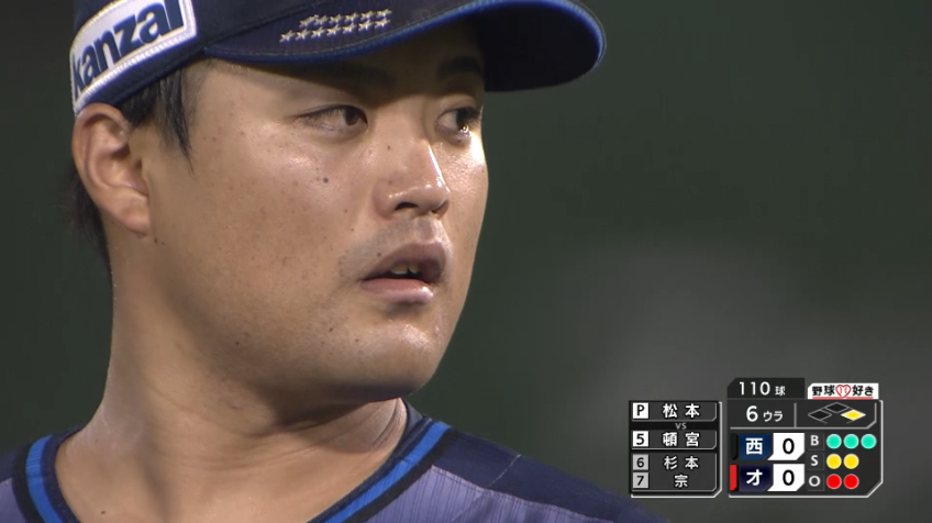 6回裏・L松本航 6イニングを2本の被安打と無失点に抑える111球の好投!!