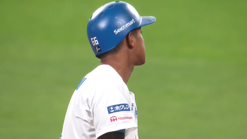 7回裏・F万波中正 本日2打点目は右中間を破るタイムリー2ベースヒット!!