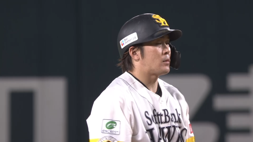 3回裏・H甲斐拓也 反撃開始!! 初球を弾き返し左中間へのタイムリー2ベースヒット!!