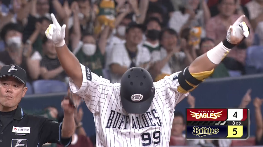 8回裏・B杉本裕太郎 沸き立つ京セラドーム!! 勝ち越しのタイムリー3ベースヒット!!