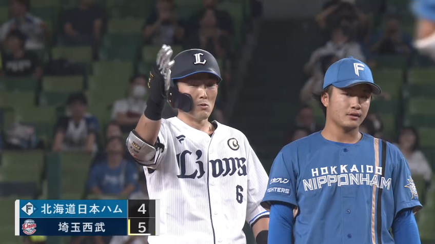 6回裏・L源田壮亮 たまらん流し打ち!! 試合を優位に進める2点タイムリー2ベースヒット!!