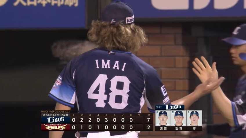 8回裏・L今井達也 自身初の二桁勝利へ!! 8回2失点119球の熱投で勝利投手の権利を得る!!