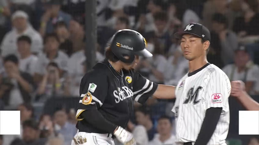 1回表・H柳田悠岐 絶対に負けられない戦い!! 詰まりながらもレフトへの先制タイムリーヒット!!