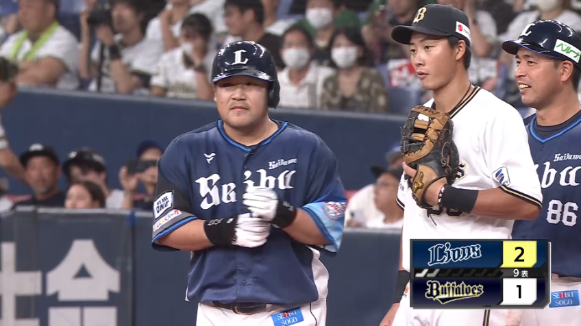 9回表・L中村剛也 ベテランの技!! レフトへのタイムリーヒットでついに勝ち越し!!