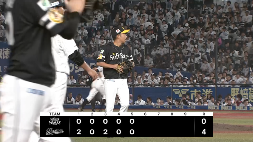 5回裏・H嘉弥真新也 注文通りのダブルプレー!! 流石のリリーフピッチング!!