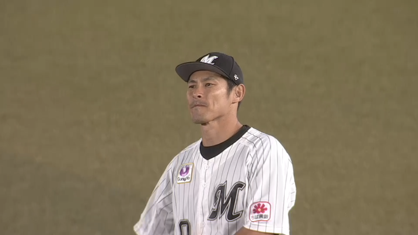 6回表・M荻野貴司 ライトから完璧な送球!! 先制点を許さない!!