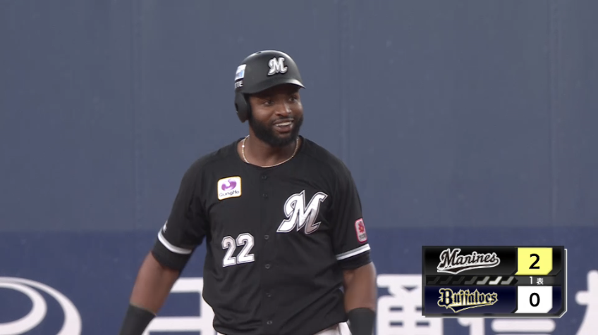 1回表・Mポランコ 初球を仕留め右中間を破る先制の2点タイムリー2ベースヒット!!