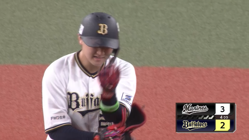 4回裏・B紅林弘太郎 右中間を破る1点差に迫る2点タイムリー2ベースヒット!!